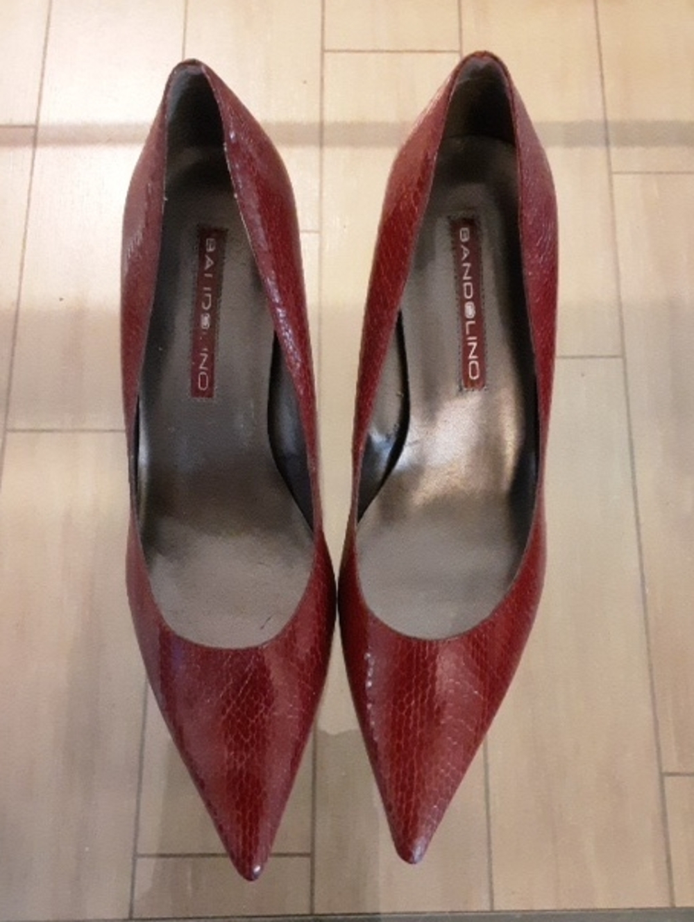 Bandolino Burgundy Faux-Snakeskin Pointed-Toe Pumps
